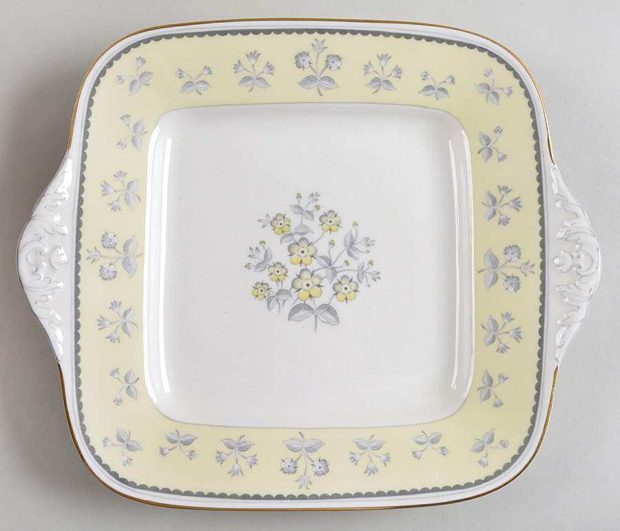 Pimpernel Yellow (Gold Trim) Square Handled Cake Plate by Wedgwood-1