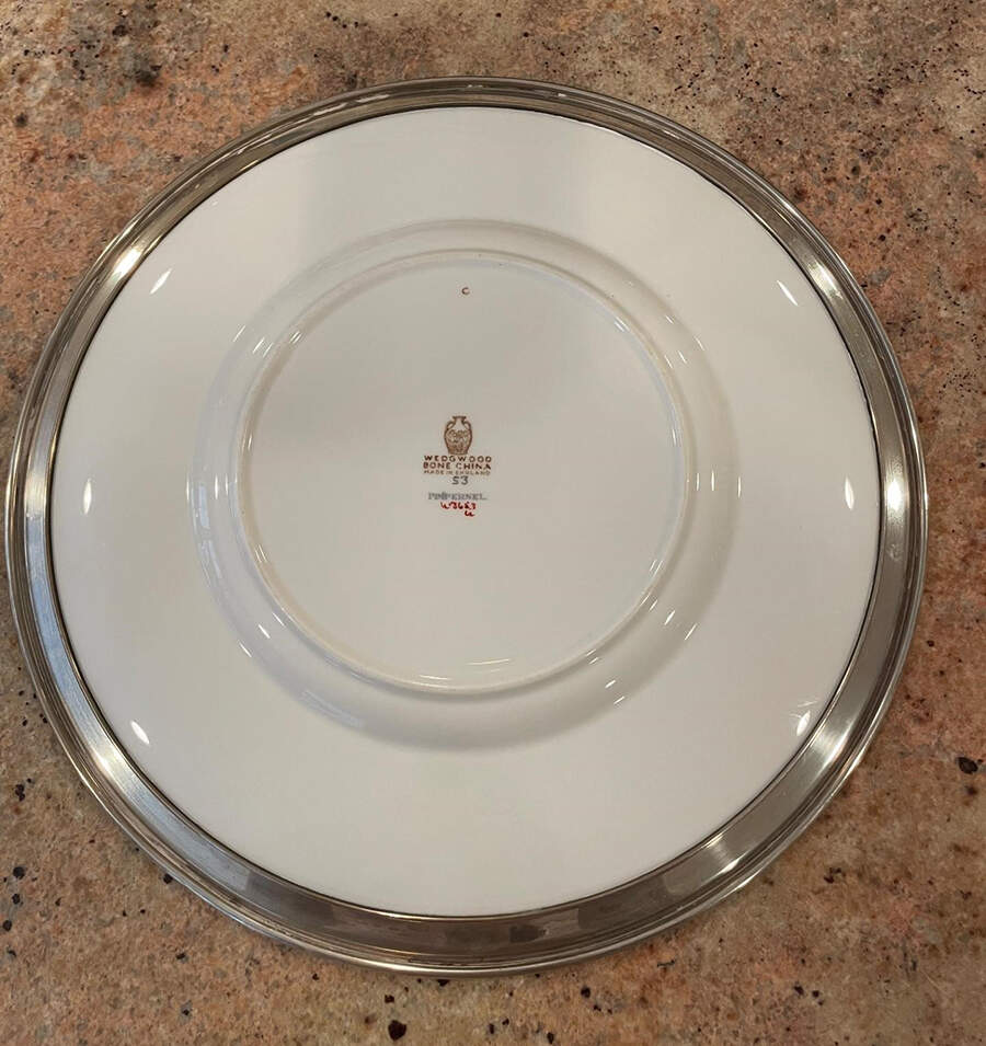 Pimpernel Yellow (Gold Trim) Sterling Rim Dinner Plate by Wedgwood-1