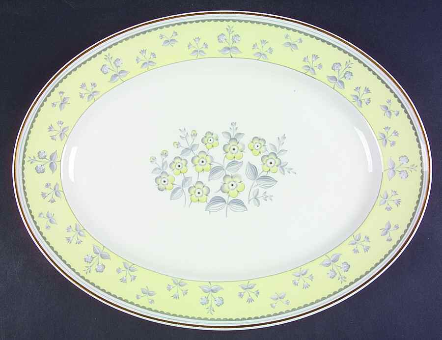 Pimpernel Yellow (Gold Trim) 15" Oval Serving Platter by Wedgwood-1