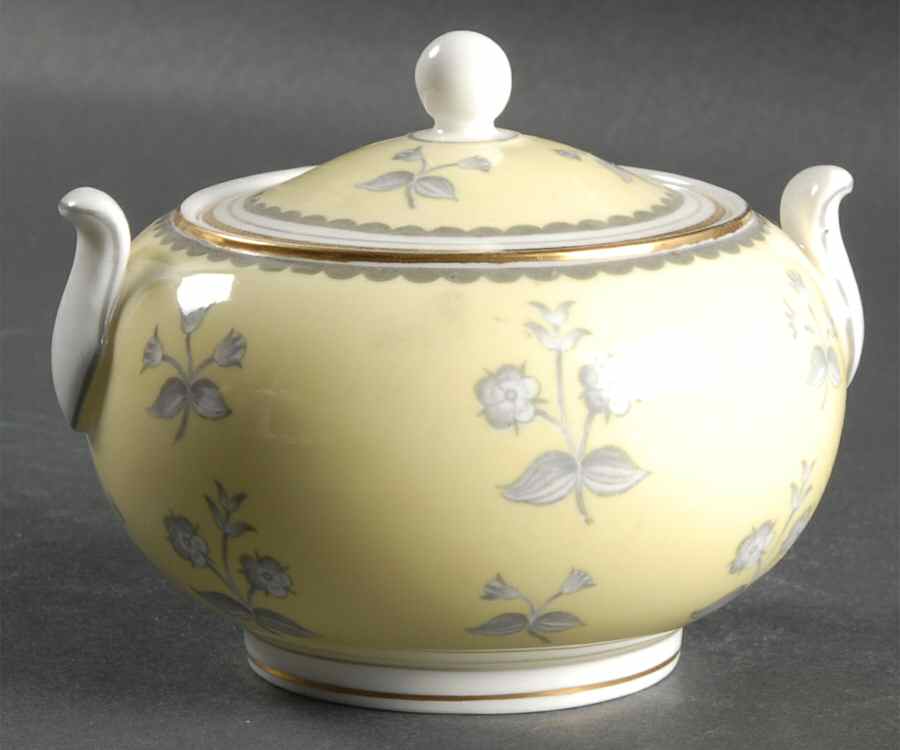 Pimpernel Yellow (Gold Trim) Sugar Bowl & Lid by Wedgwood-1