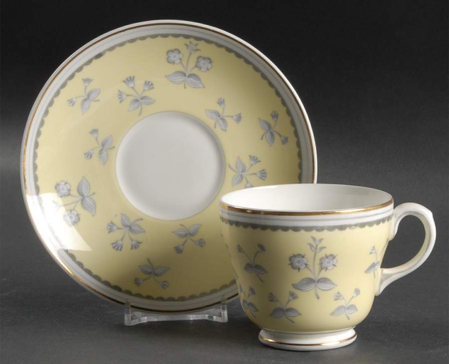 Pimpernel Yellow (Gold Trim) Footed Cup & Saucer Set by Wedgwood-1