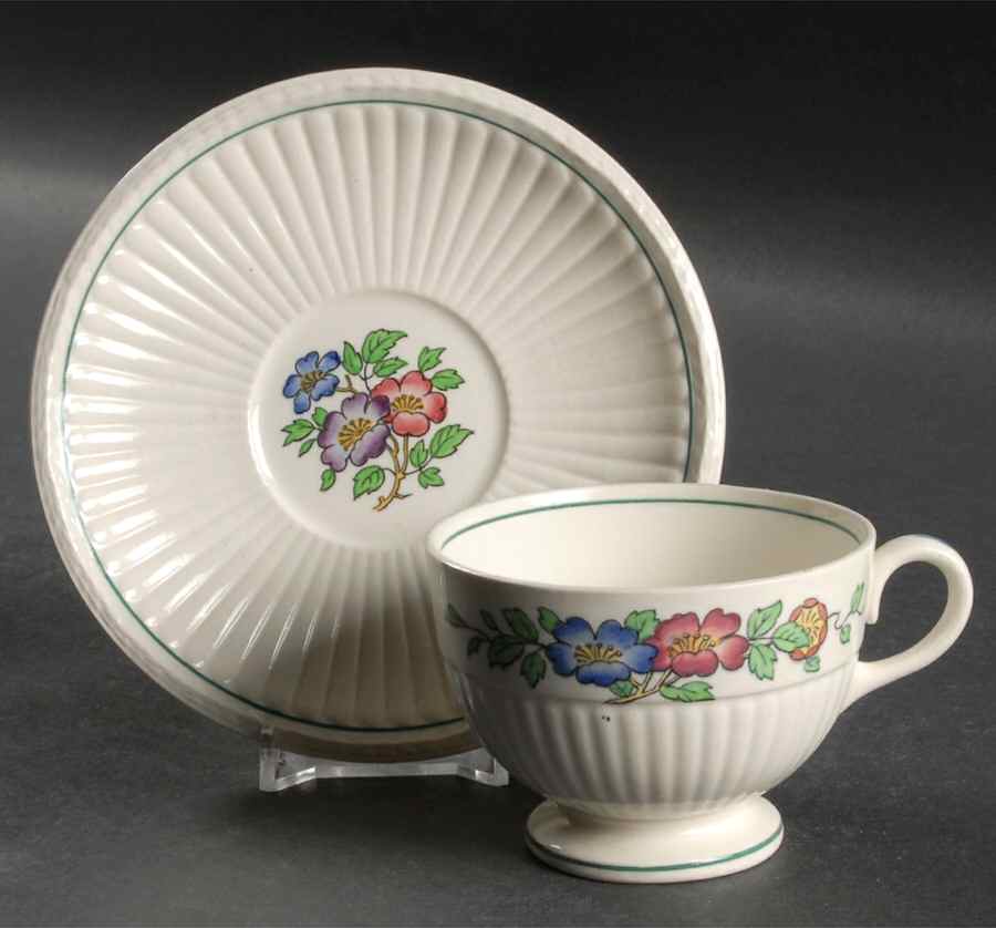 Plymouth Footed Cup & Saucer Set by Wedgwood-1