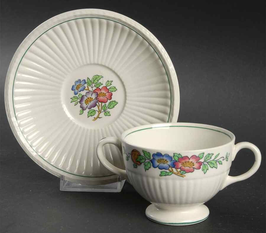Plymouth Footed Bouillon Cup & Saucer by Wedgwood-1