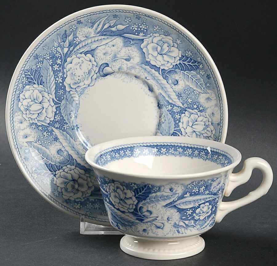 Pomona College Blue Footed Cup & Saucer Set by Wedgwood-1