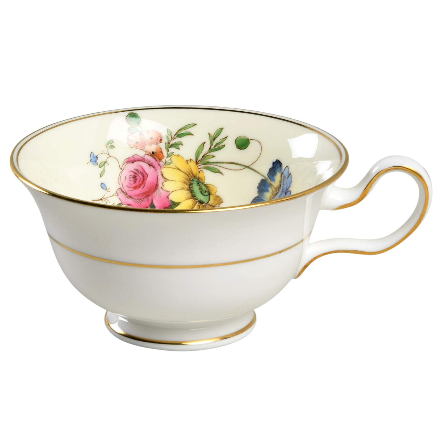 Posy Sprays White Rim Peony Shape Footed Cup by Wedgwood-1