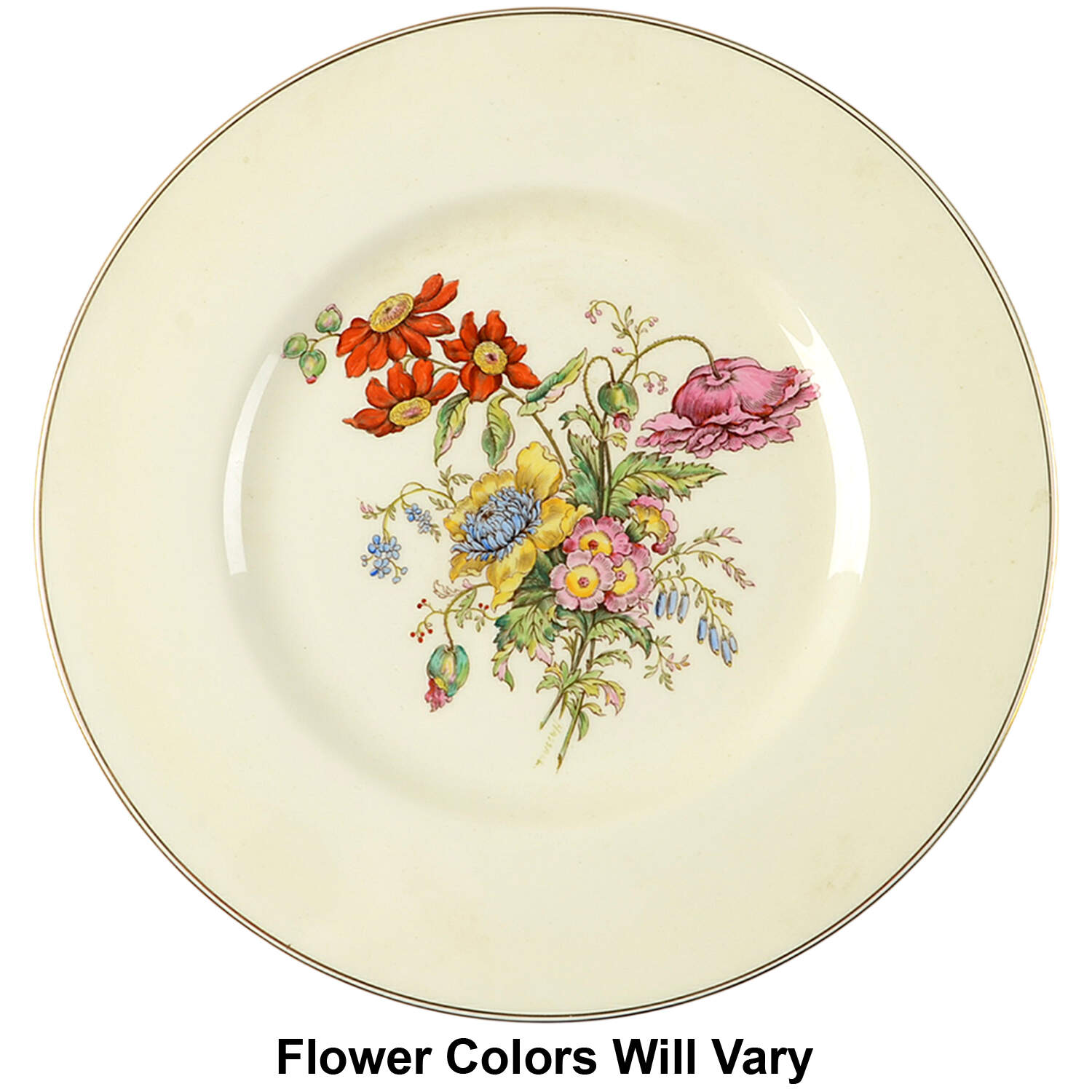 Posy Sprays White Rim Dinner Plate by Wedgwood-1