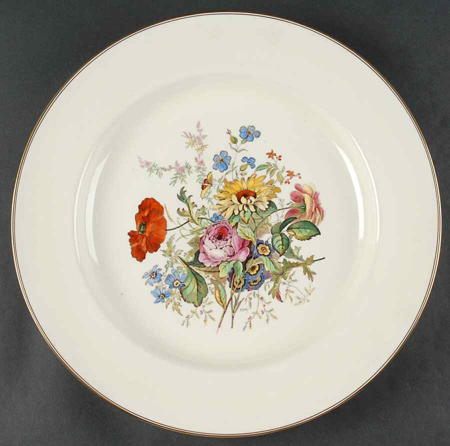 Posy Sprays White Rim Large Chop Plate (Round Platter) by Wedgwood-1