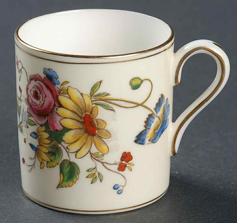 Posy Sprays White Rim Bond Shape Demitasse Cup by Wedgwood-1
