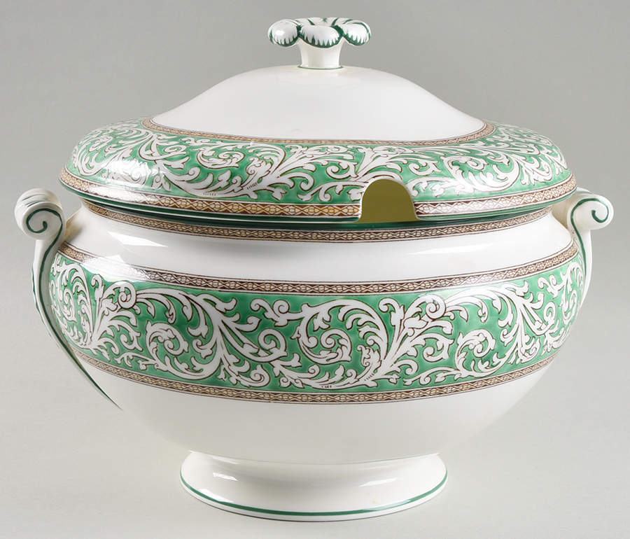 Praze Green (No Floral Center) Tureen &  Lid by Wedgwood-1