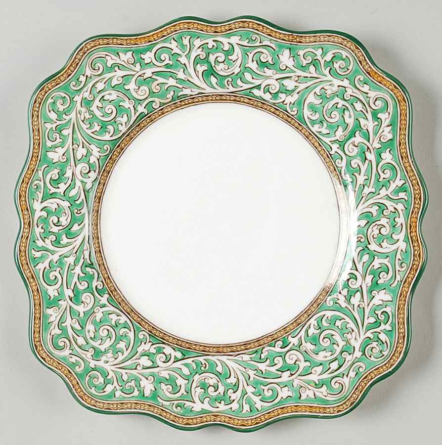 Praze Green (No Floral Center) Square Salad Plate by Wedgwood-1