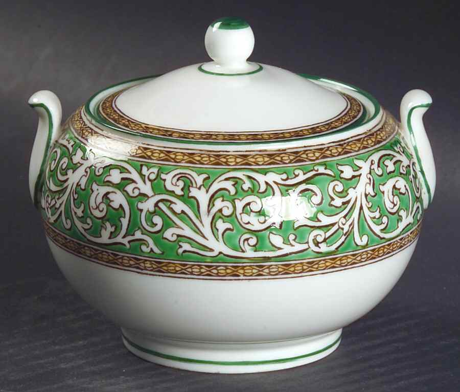 Praze Green (No Floral Center) 146 Shape Sugar Bowl & Lid by Wedgwood-1