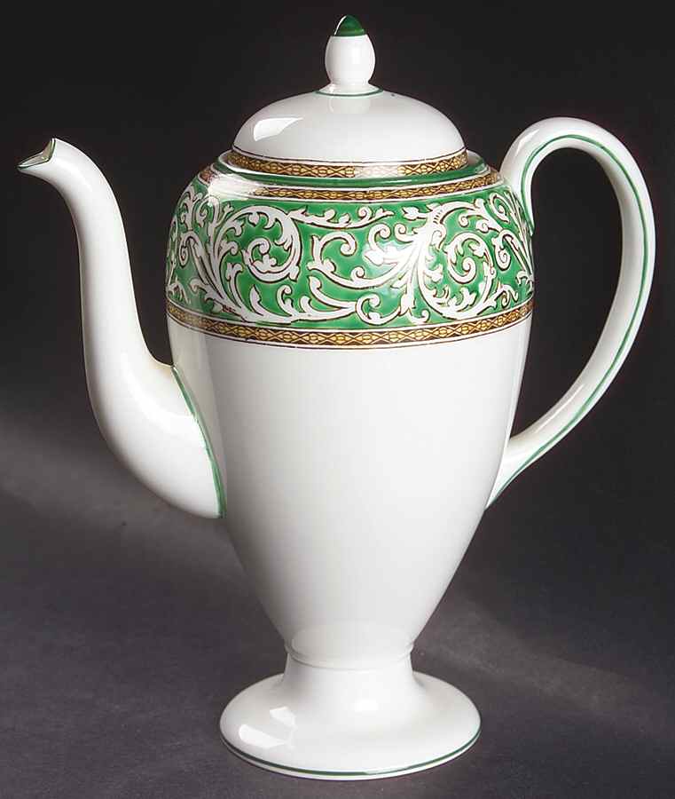 Praze Green (No Floral Center) Mini Coffee Pot & Lid by Wedgwood-1