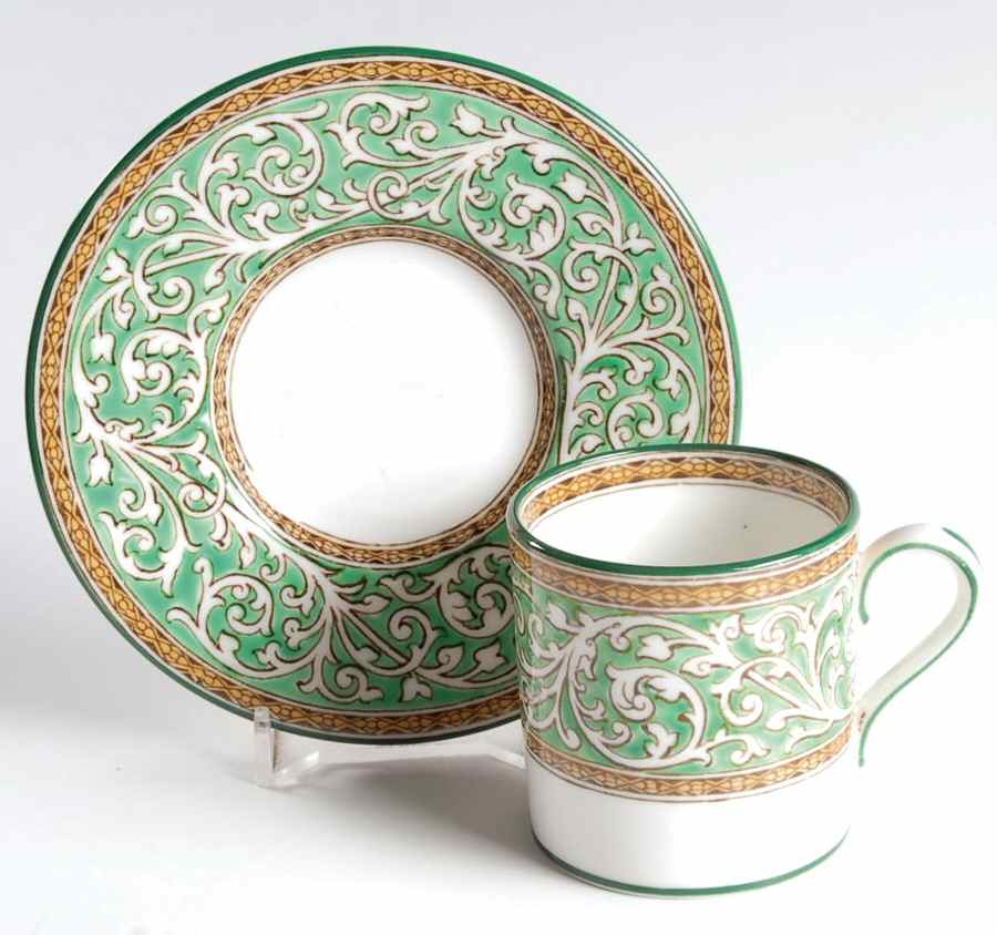 Praze Green (No Floral Center) Bond Shape Demitasse Cup and Saucer Set by Wedgwood-1