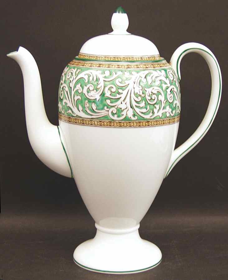 Praze Green (No Floral Center) Coffee Pot & Lid by Wedgwood-1