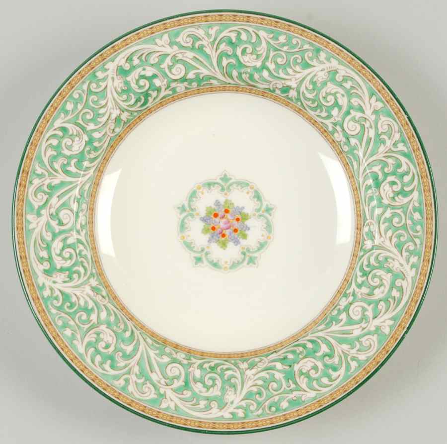 Praze Green (Floral Center) Large Rim Soup Bowl by Wedgwood-1