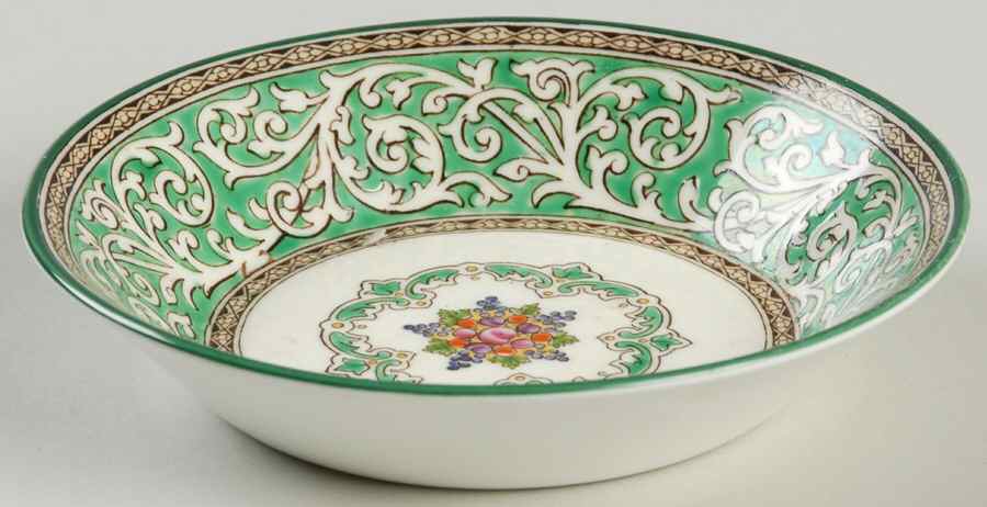 Praze Green (Floral Center) Fruit/Dessert (Sauce) Bowl by Wedgwood-1