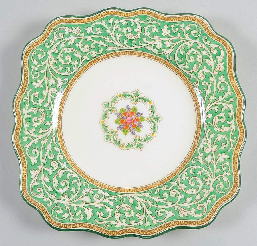Praze Green (Floral Center) Square Salad Plate by Wedgwood-1