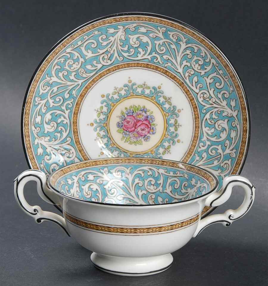 Praze Turquoise Footed Bouillon Cup & Saucer by Wedgwood-1