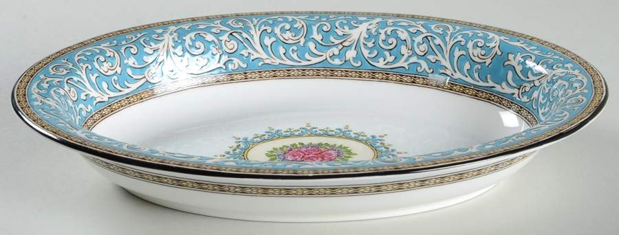 Praze Turquoise 10" Oval Vegetable Bowl by Wedgwood-1