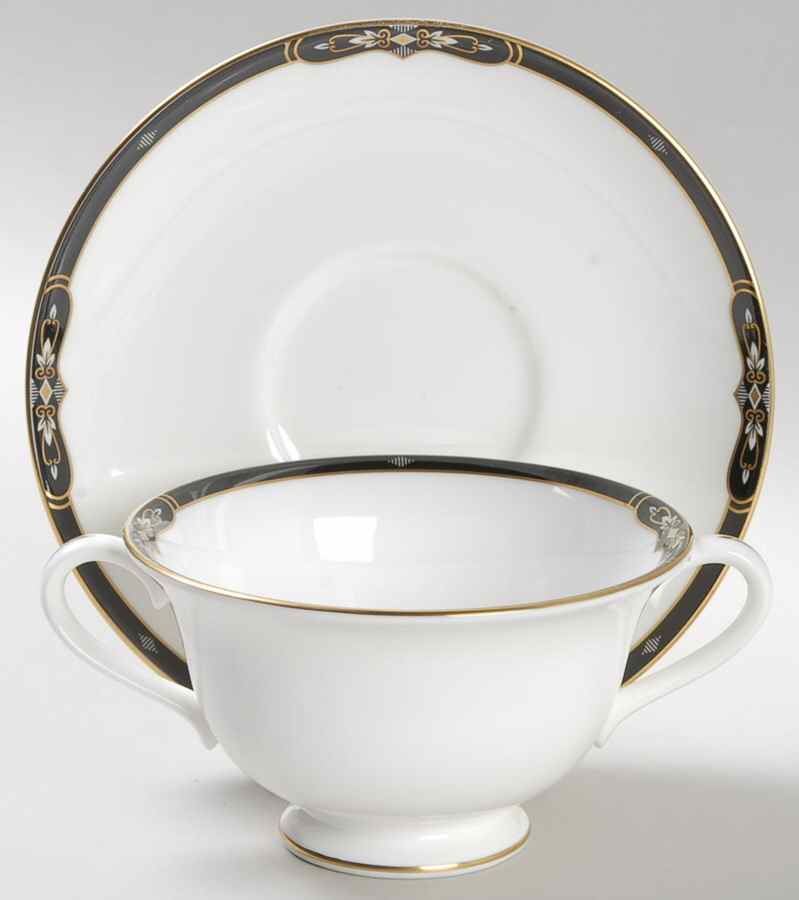 Preston Footed Cream Soup Bowl & Saucer Set by Wedgwood-1