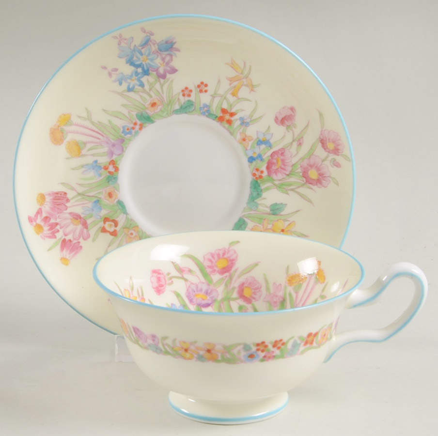 Prairie Flowers Footed Cup & Saucer Set by Wedgwood-1