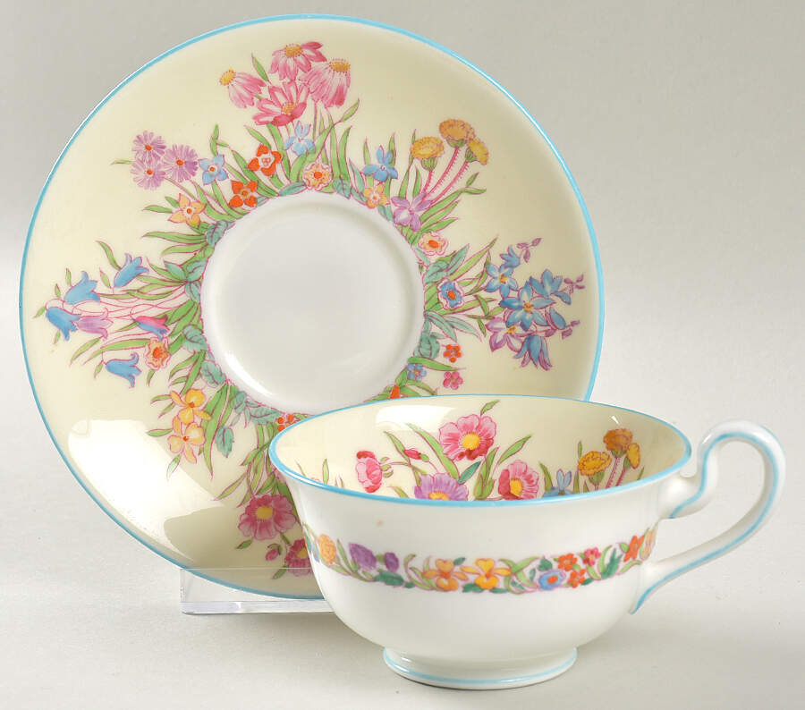 Prairie Flowers Footed Cup & Saucer Set by Wedgwood-1