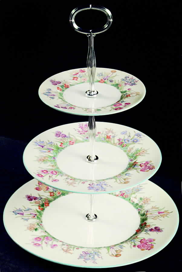 Prairie Flowers 13 7/8"-14 1/4" 3-Tiered Serving Tray(DP,SP,BB) HC by Wedgwood-1