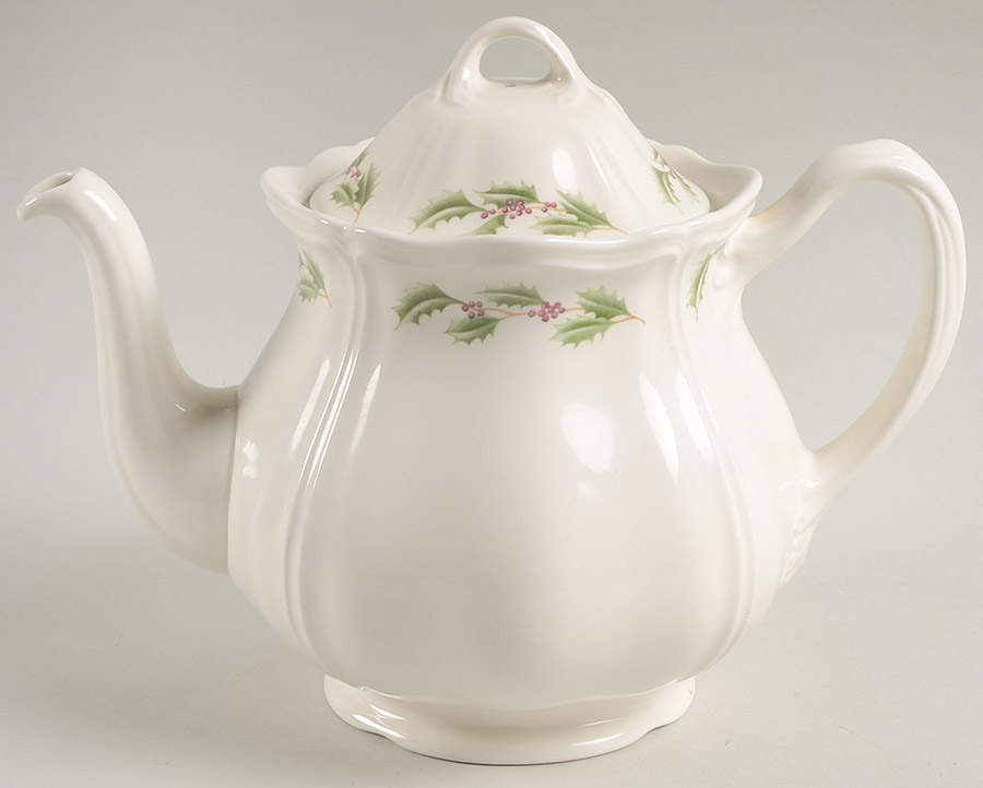 Queen's Holly Teapot & Lid by Wedgwood-1