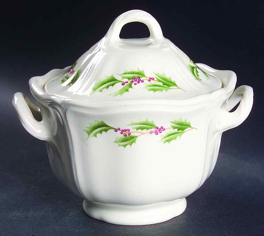 Queen's Holly Sugar Bowl & Lid by Wedgwood-1