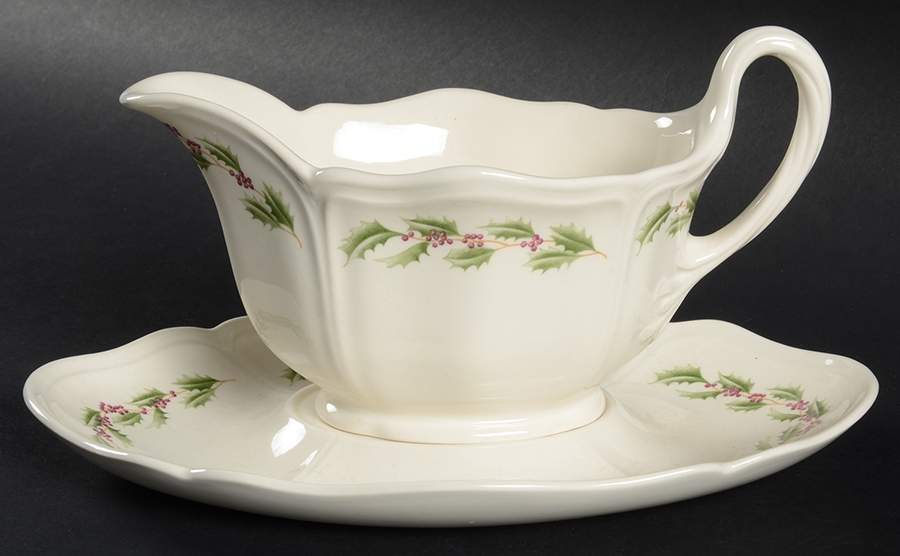 Queen's Holly Gravy Boat & Underplate by Wedgwood-1