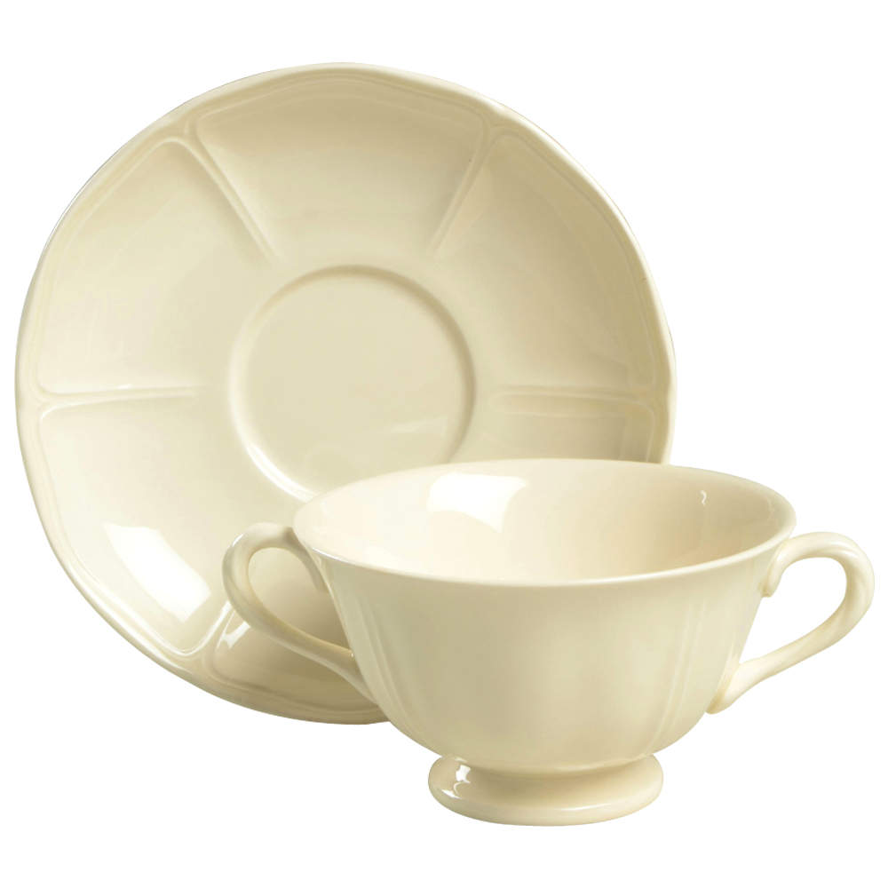 Queen's Plain Footed Cream Soup Bowl & Saucer Set by Wedgwood-1