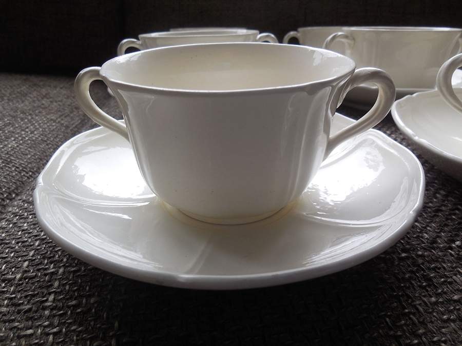 Queen's Plain Flat Bouillon Cup & Saucer by Wedgwood-1
