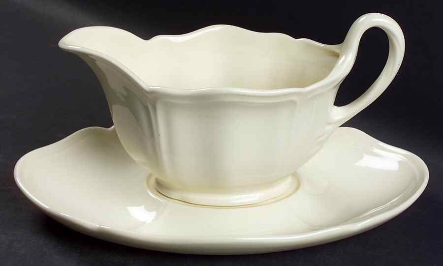 Queen's Plain Gravy Boat & Underplate by Wedgwood-1