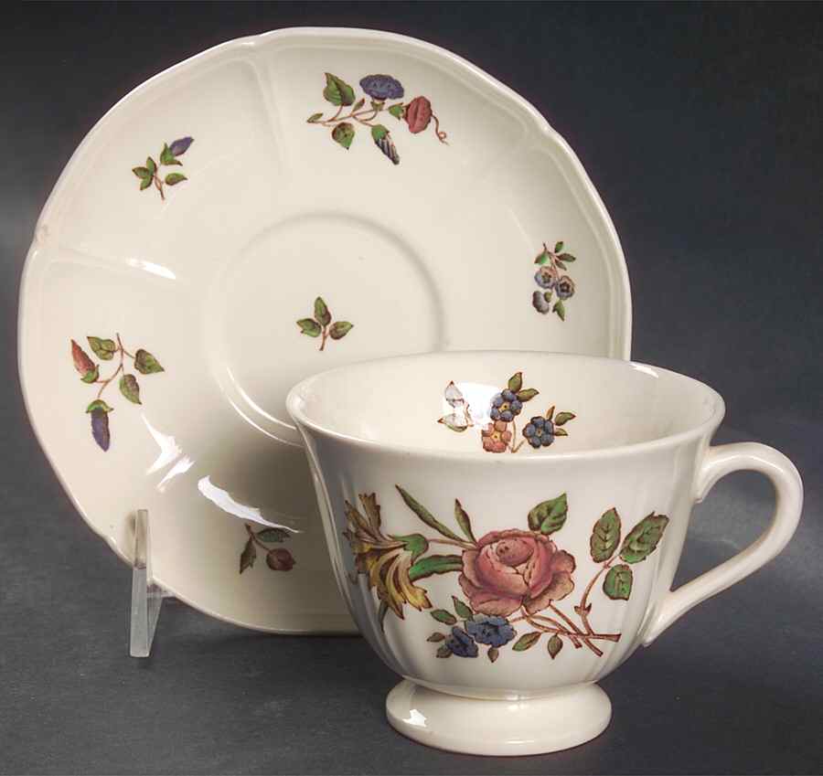 Queens Sprays Footed Cup & Saucer Set by Wedgwood-1