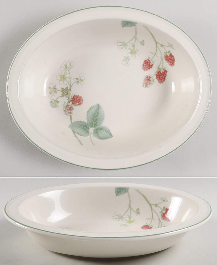 Raspberry Cane 9" Oval Vegetable Bowl by Wedgwood-1