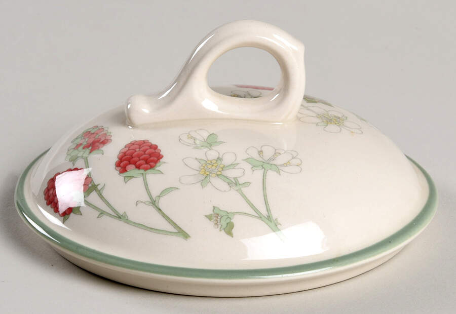 Raspberry Cane (Green Band Off Edge) Lid for Sugar Bowl by Wedgwood-1
