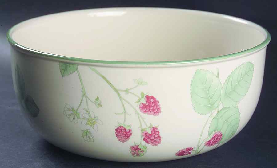 Raspberry Cane (Green Band Off Edge) 9" Salad Serving Bowl by Wedgwood-1