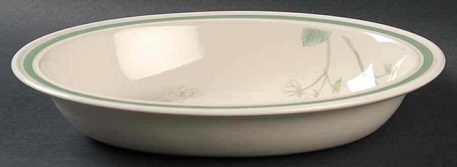 Raspberry Cane (Green Band Off Edge) 9" Oval Vegetable Bowl by Wedgwood-1
