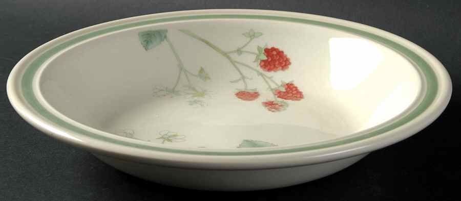 Raspberry Cane (Green Band Off Edge) Large Rim Soup Bowl by Wedgwood-1