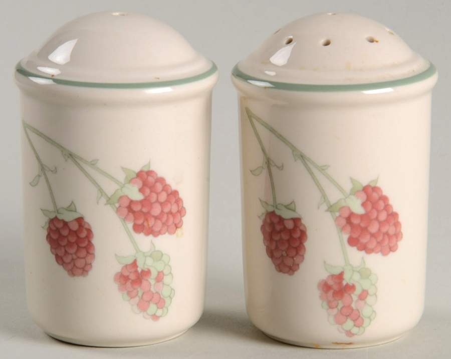 Raspberry Cane (Green Band Off Edge) Salt & Pepper Set by Wedgwood-1