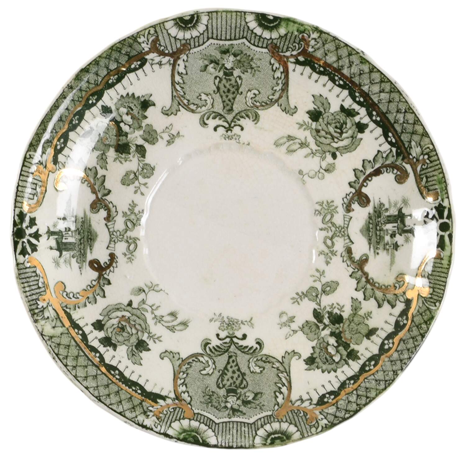 Raleigh Green (Gold Accent) Saucer by Wedgwood-1