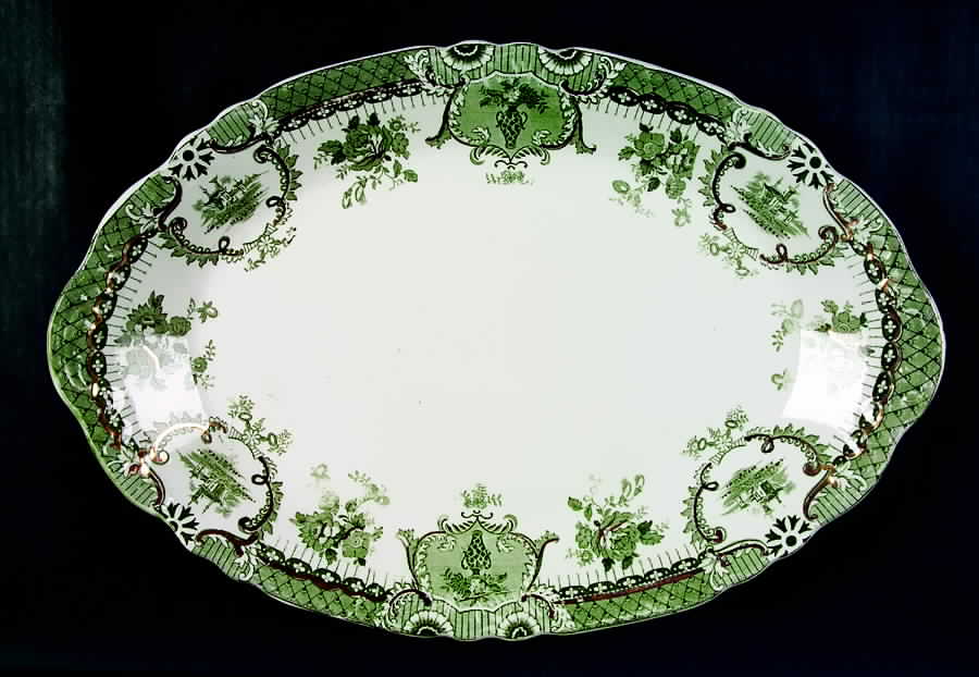 Raleigh Green (Gold Accent) 17" Oval Serving Platter by Wedgwood-1