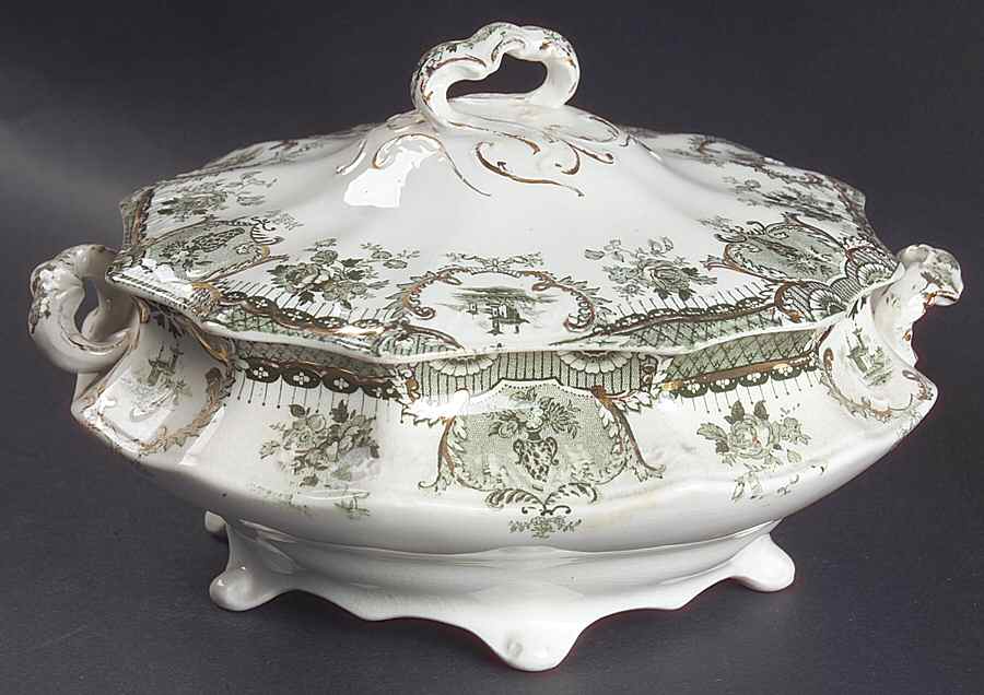Raleigh Green (Gold Accent) Round Covered Vegetable by Wedgwood-1