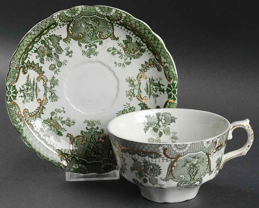 Raleigh Green (Gold Accent) Oversized Cup & Saucer Set by Wedgwood-1