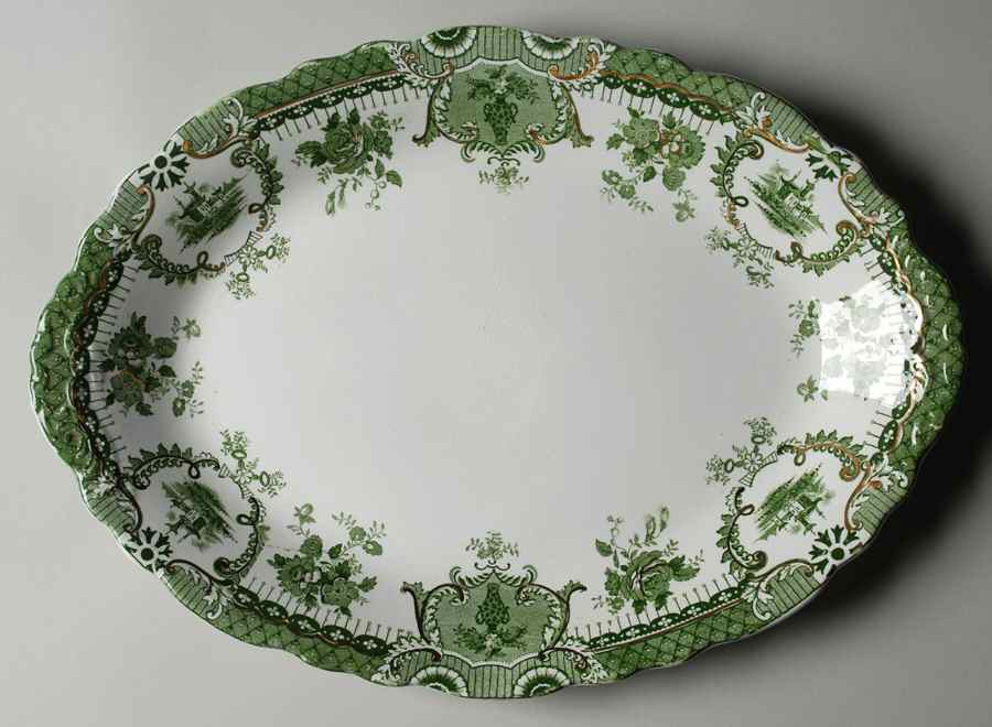 Raleigh Green (Gold Accent) 14" Oval Serving Platter by Wedgwood-1