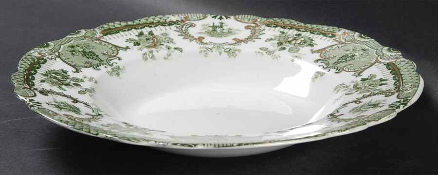Raleigh Green (Gold Accent) Large Rim Soup Bowl by Wedgwood-1