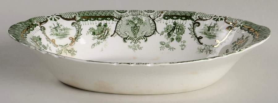 Raleigh Green (Gold Accent) 9" Oval Vegetable Bowl by Wedgwood-1