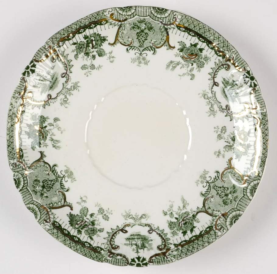 Raleigh Green (Gold Accent) Saucer for Cream Soup Bowl by Wedgwood-1
