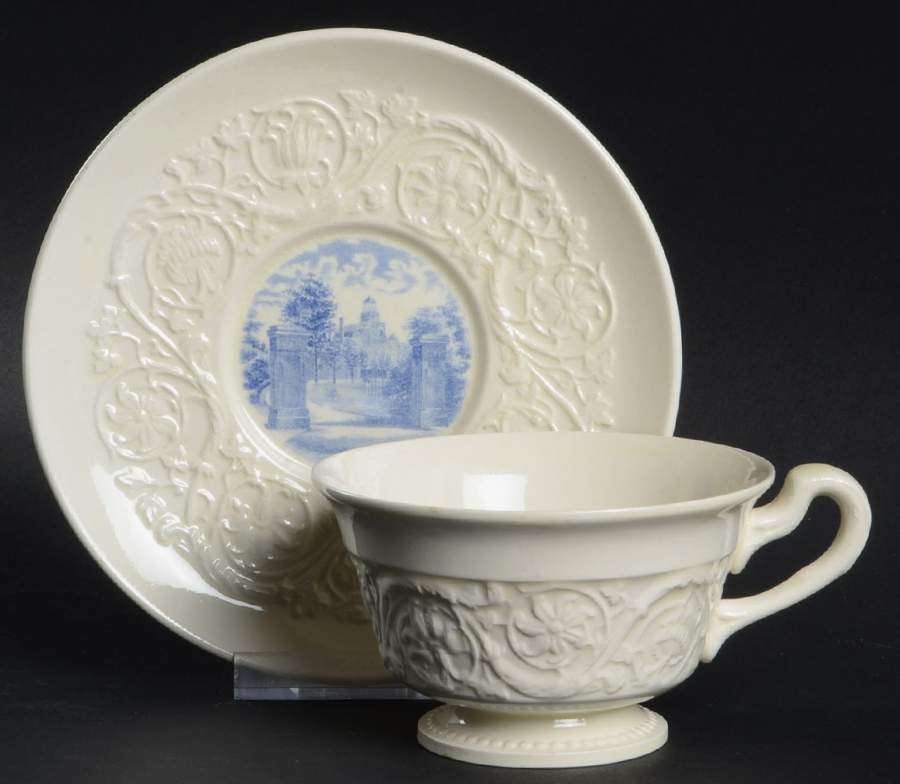Randolph Macon Woman's College Blue Footed Cup & Saucer Set by Wedgwood-1