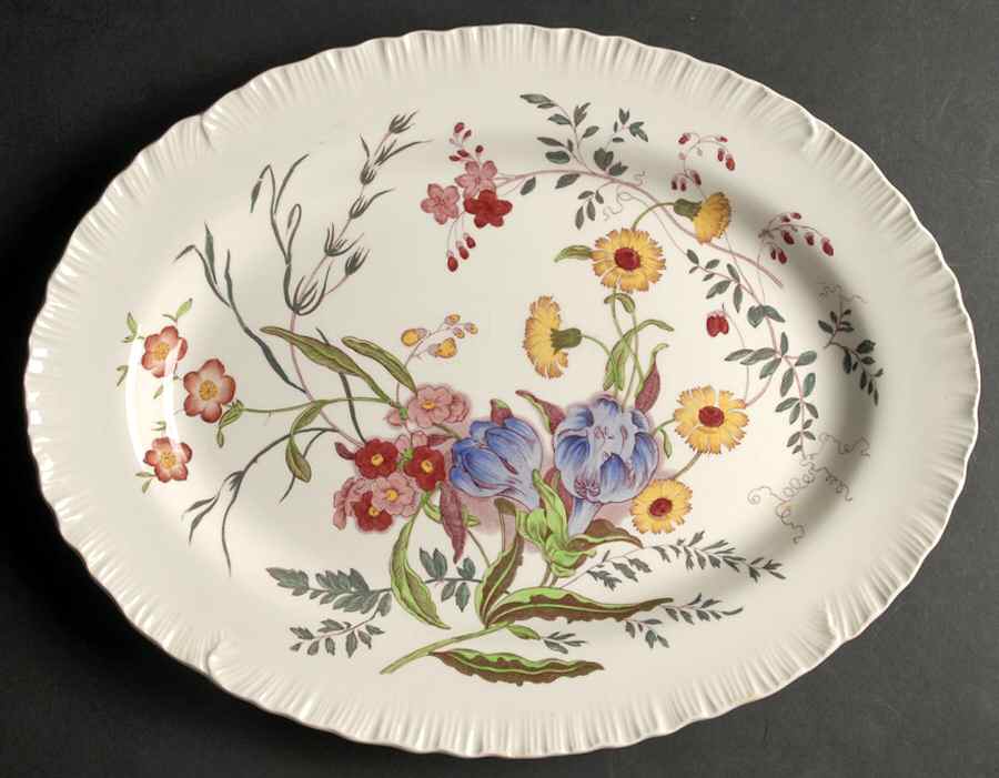 Ranunculus Multicolor 14" Oval Serving Platter by Wedgwood-1